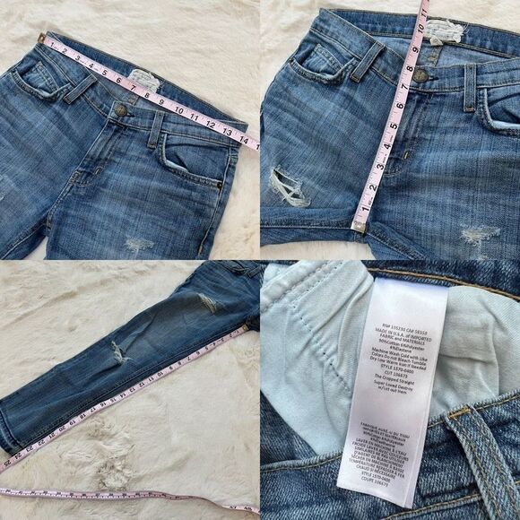 Current/Elliott The Cropped Straight Jean Slightly Relaxed Distressed size 25 - Picture 11 of 11